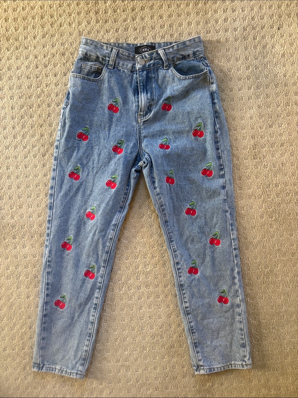 Cider Cherry on top Embroidered Light Blue Women's Jeans